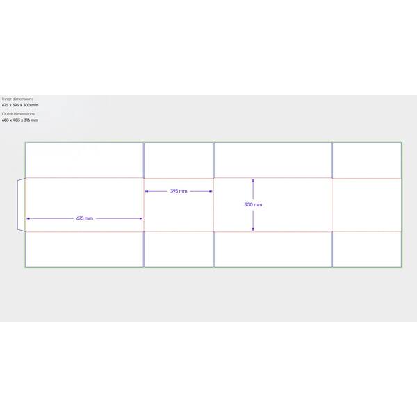 Amerikaanse vouwdozen FEFCO 0201 675x395x300mm C-golf bruin FSC