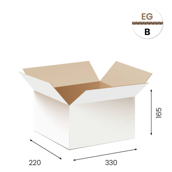 Amerikaanse vouwdozen FEFCO 0201 330x220x165 mm B-golf wit FSC
