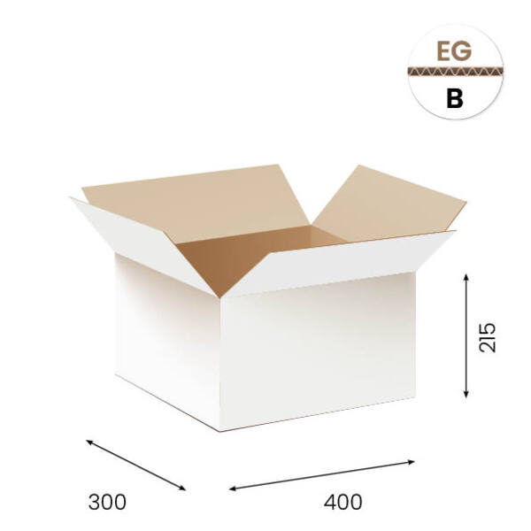 Amerikaanse vouwdozen FEFCO 0201 400x300x215 mm B-golf wit FSC