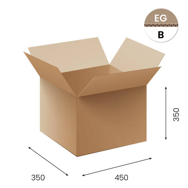 Amerikaanse vouwdozen FEFCO 0201 450x350x350 mm EG-golf bruin met rillijn op 175/250 mm