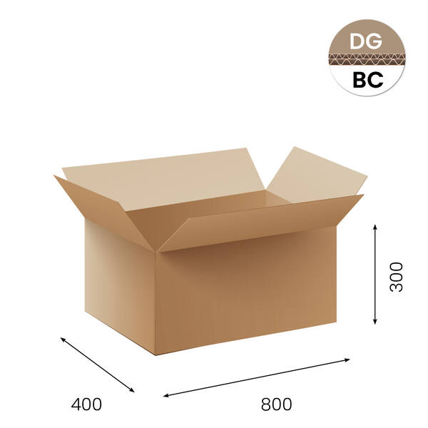 Amerikaanse vouwdozen FEFCO 0201 800x400x300 mm BC-golf bruin met rillijn 150mm