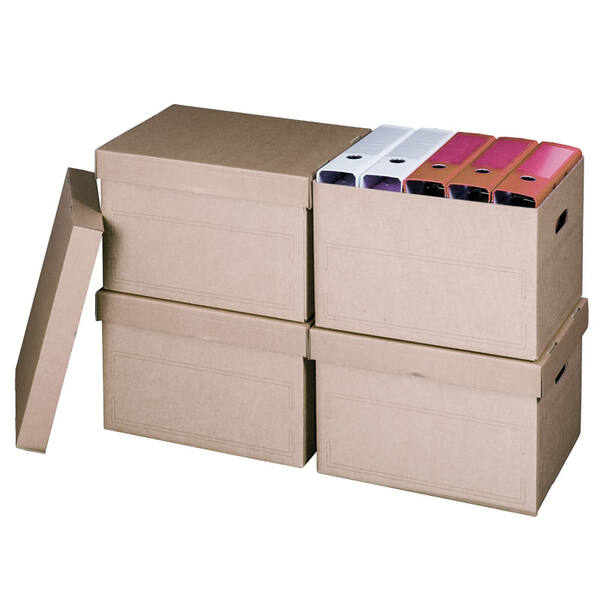 Archiefdoos 413x330x266mm DG bruin met hersluitbaar deksel + handgrepen