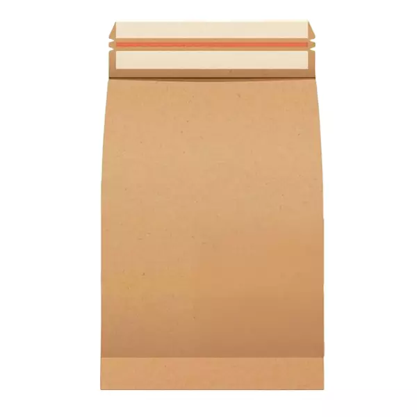 Verzendzakken kraft 320x430x80 mm met 2x strip + tearstrip FSC