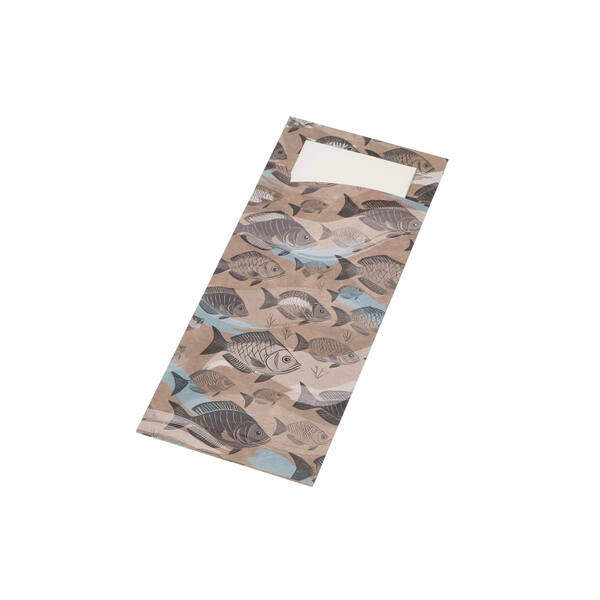 Bestekpochettes met wit servet 'Neutraal vis' 215x92 mm FSC