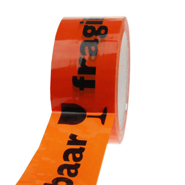 PP tape 48/66 acryle orange fragile breekbaar Low-Noise