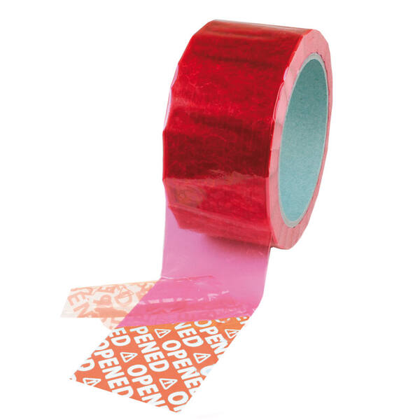 Security tape 50/50 rood tekst 'OPENED'