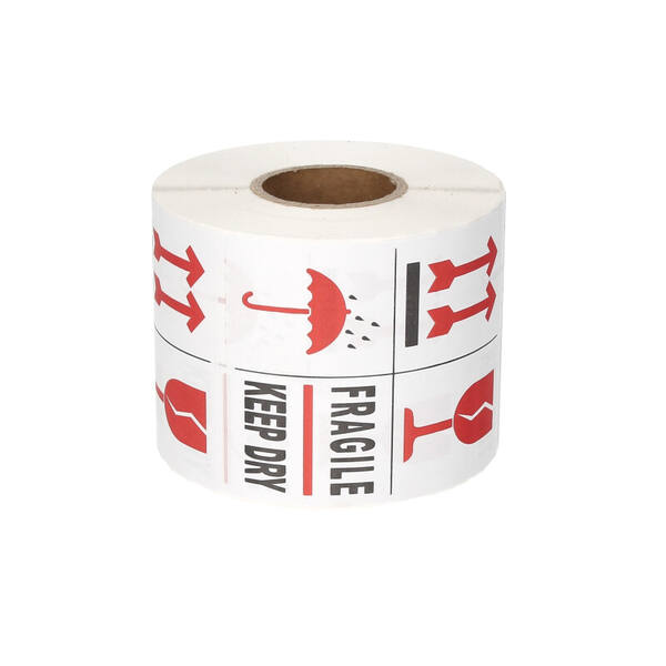 Etiket FRAGILE KEEP DRY Wit/Rood/Zwart / 4 symbolen