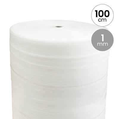 Schuimfolie PE op rol 100cm 1mm 500mtr wit