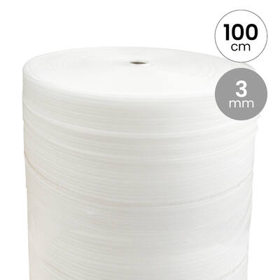 Schuimfolie PE 100 cm x 3 mm x 175 meter wit