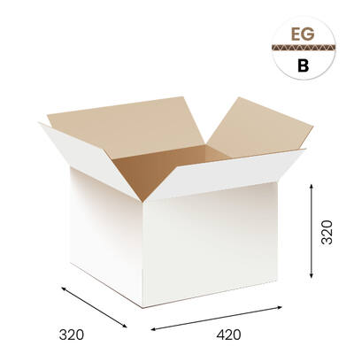 Vouwdoos 42 x 32 x 32cm wit, rillijn op 160mm (Doos G)