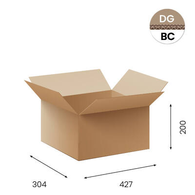 Amerikaanse vouwdozen FEFCO 0201 427x304x200mm BC-golf bruin FSC
