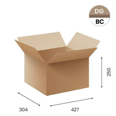Amerikaanse vouwdozen FEFCO 0201 427x304x250mm BC-golf bruin FSC