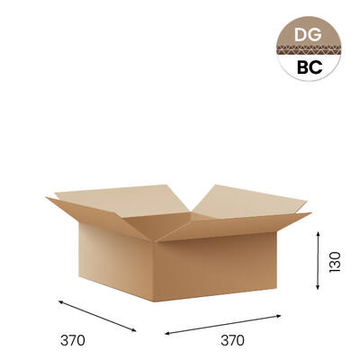 Amerikaanse vouwdozen FEFCO 0201 370x370x130 mm BC-golf bruin FSC