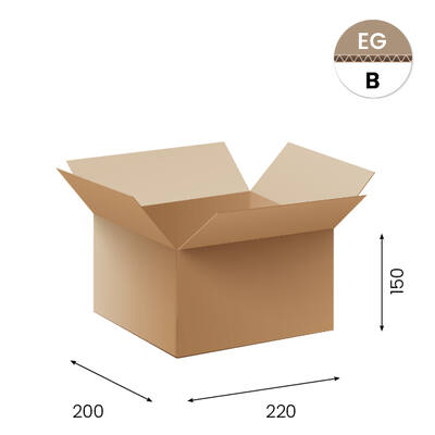 Amerikaanse vouwdozen FEFCO 0201 220x200x150mm B-golf bruin FSC