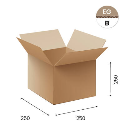 Amerikaanse vouwdozen FEFCO 0201 250x250x250mm B-golf bruin FSC