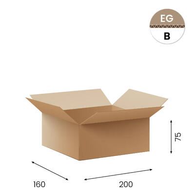 Amerikaanse vouwdozen FEFCO 0201 200x160x75mm B-golf bruin FSC
