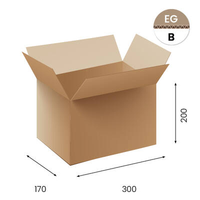 Amerikaanse vouwdozen FEFCO 0201 300x170x200 mm B-golf bruin FSC