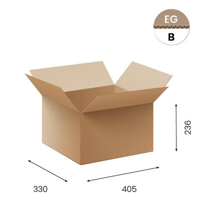 Amerikaanse vouwdozen FEFCO 0201 405x305x236 mm B-golf bruin FSC