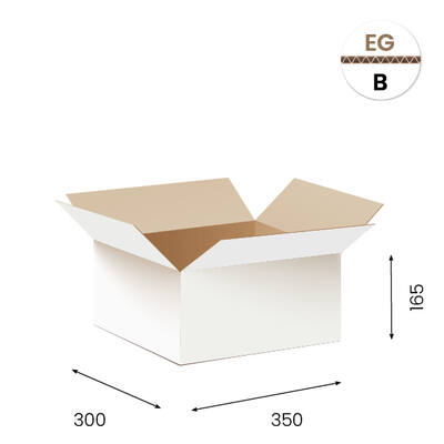 Amerikaanse vouwdozen FEFCO 0201 350x300x165 mm B-golf wit FSC