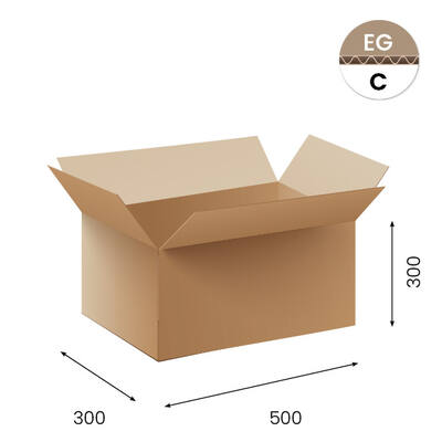 Amerikaanse vouwdozen FEFCO 0201 500x300x300mm C-golf bruin FSC