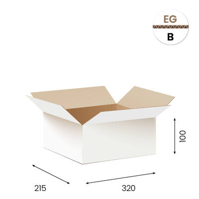 Amerikaanse vouwdozen FEFCO 0201 302x215x100 mm B-golf wit FSC