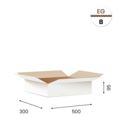 Amerikaanse vouwdozen FEFCO 0201 500x300x95 mm B-golf wit FSC