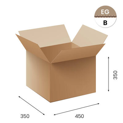 Amerikaanse vouwdozen FEFCO 0201 450x350x350 mm EG-golf bruin met rillijn op 175/250 mm
