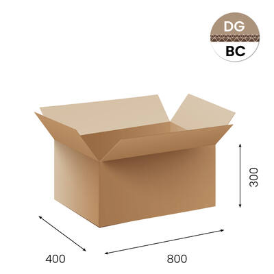 Amerikaanse vouwdozen FEFCO 0201 800x400x300 mm BC-golf bruin met rillijn 150mm