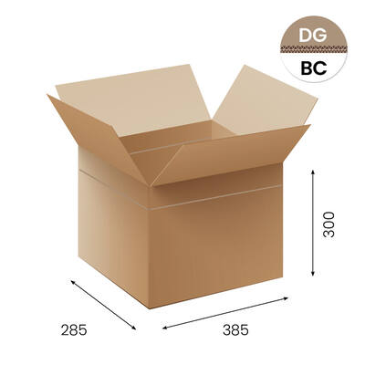 Doos M4 385x285x300mm DG bruin rillijn op 250mm