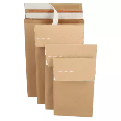 Verzendzakken kraft 450x550x80 mm met 2x strip + tearstrip FSC