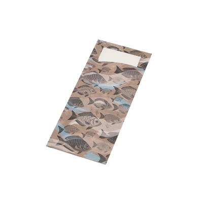 Bestekpochettes met wit servet 'Neutraal vis' 215x92 mm FSC