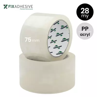 FIX1000 - PP acryl tape 28my 75/66 transparant