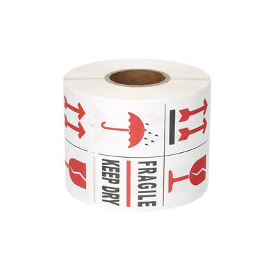 Etiket FRAGILE KEEP DRY Wit/Rood/Zwart / 4 symbolen