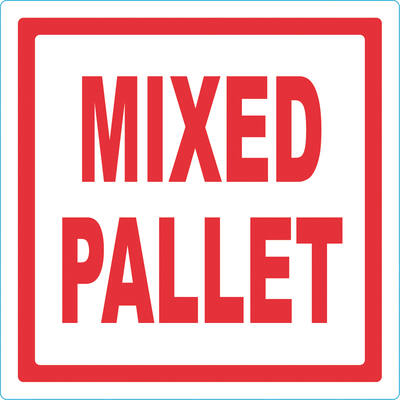 Etiket mixed pallet 98x98mm wit met rode bedrukking